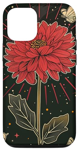 Hülle für iPhone 12/12 Pro Tarotkarte Kunst Gothic Dahlie Blume von Unique Floral Tarot Card Gifts