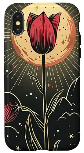 Hülle für iPhone X/XS Florale Tarotkarte Stil Süße Tulpe Blume von Unique Floral Tarot Card Gifts