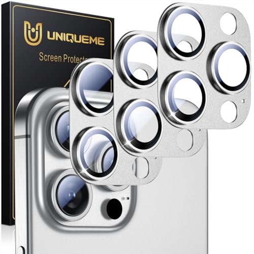 UniqueMe 3 Stück Kameraschutz für iPhone 15 Pro/iPhone 15 Pro Max Kamera schutz [Kratzfest, Stabil], Ultra-Klar Acrylic Kameraschutz für iPhone 15 Pro Max/iPhone 15 Pro Kameraschutz-Silber von UniqueMe