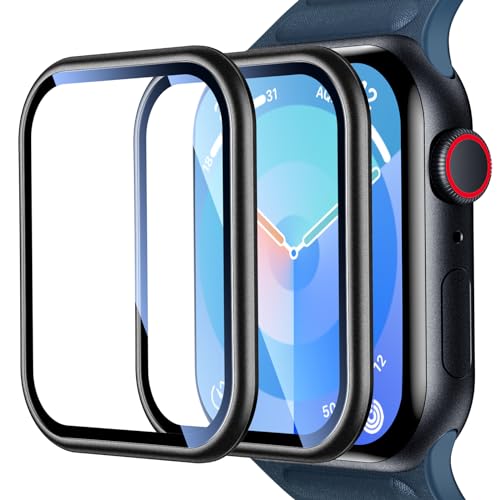 UniqueMe 9H Full Screen für Apple Watch 9/8/7 41mm Displayschutz [2 Stück Aluminium Schutzglas], 9H Härte Kratzfest für Apple Watch 7/8/9 41mm Schutzfolie Einfache Installation von UniqueMe