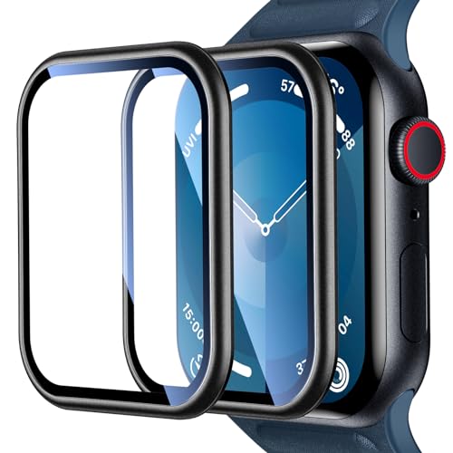 UniqueMe 9H Full Screen für Apple Watch 9/8/7 45mm Displayschutz [2 Stück Aluminium Schutzglas], 9H Härte Kratzfest für Apple Watch 9/8/7 45mm Schutzfolie Einfache Installation von UniqueMe