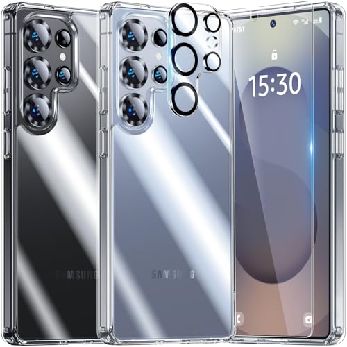 UniqueMe für Samsung Galaxy S25 Ultra Hülle - Handyhülle für Samsung Galaxy S25 Ultra Case, 5 in 1 Set Rundumschutz Schutzhülle Cover,1 Handyhülle & 2 Schutzfolie & 2 Kameraschutz - Transparent von UniqueMe