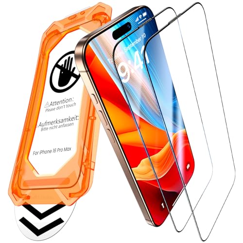 UniqueMe für iPhone 16 Pro Max für Panzerglas - [Full Screen Displayschutz] Schutzfolie für iPhone 16 Pro Max Schutzglas,Auto Installation,2 Stück von UniqueMe