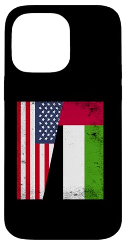 Hülle für iPhone 14 Pro Max Amerika VAE Halbflagge USA Amerikanische Emirate Freundschaft von United Arab Emirates Design Love UAE Flag