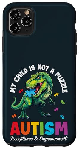 Hülle für iPhone 11 Pro Max Autismus-Bewusstsein Mama Papa Autistisch Kinder Bewusstsein Dinosaurier von United By Autism Family Apparel.USA