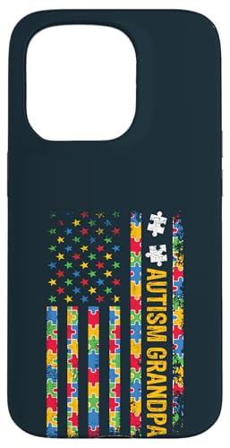 Hülle für iPhone 15 Pro Autismus-Bewusstsein Familie Papa Autistische Kinder USA Flagge Opa von United By Autism Family Apparel.USA