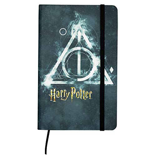 Harry Potter Notizbuch - Heiligtümer des Todes Hardcover liniert 80 Blatt mit Gummiband Schwarz 13 x 21 cm von United Labels