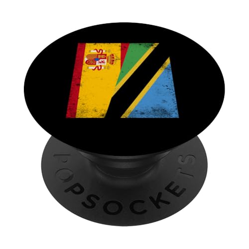 Spanien Tansania Halbe Flagge Spanisch Tansania Wurzeln PopSockets Klebender PopGrip von United Republic Of Tanzania Tanzanian Flag Design