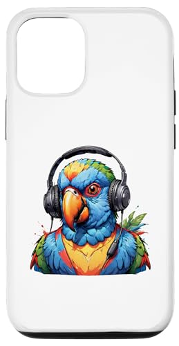 Hülle für iPhone 15 Pro Musikalischer Papagei: Kopfhörer-Harmonie von UnluckyStore