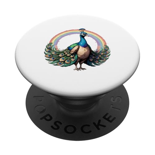 Lebendige Eleganz: Pfauenschönheit PopSockets Klebender PopGrip von UnluckyStore