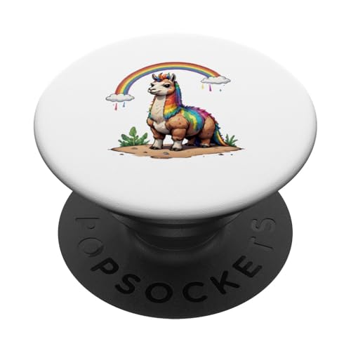 Regenbogen-Charm: buntes Alpaka PopSockets mit austauschbarem PopGrip von UnluckyStore