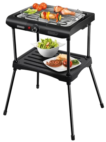 Unold 58550 Barbecue-Grill Black Rack - Elektrogrill, Große Grillfläche ca. 36 x 24 cm, verchromter Grillrost, Überhitzungsschutz, als Tischgerät verwendbar, Stabiler Kunststoffgrilltisch von Unold