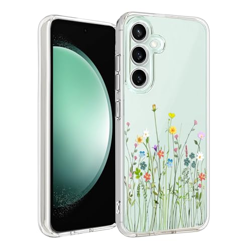 Unov Hülle Kompatibel mit Galaxy S23 FE Hülle klar Transparent Schlanke Schutzhülle Weich TPU Stoßstange Geprägtes das Muster Stoßdämpfung (Blumen Blumenstrauß) von Unov