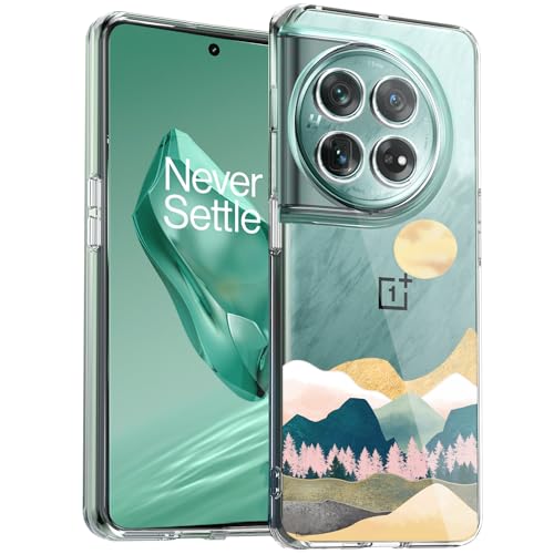 Unov Hülle Kompatibel mit OnePlus 12 Hülle klar Transparent Schlanke Schutzhülle Weich TPU Stoßstange Geprägtes das Muster Stoßdämpfung 6.82 Zoll (Sierra Berge) von Unov