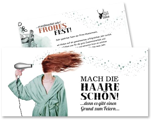 Unser-Festtag Geschäftliche Weihnachtskarten Firmenkunden individuell lustig personalisierbar Firmenlogo (80 Karten) von Unser-Festtag