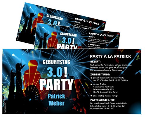 Unser-Festtag Einladungskarte Clubparty für Männer Coole Moderne Einladungen zum Geburtstag mit Spruch - 50 Karten von Unser-Festtag