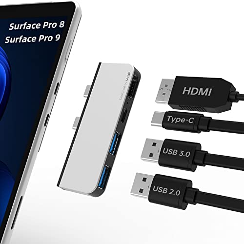 Uogic Surface Pro 9 & Surface Pro 8 Hub Docking Station mit 4K HDMI Adapter, USB C Anschluss, USB 3.0 Anschluss* 1, USB 2.0 Anschluss* 1 für Microsoft Surface Pro 9 & 8 Zubehör von Uogic