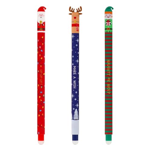 Uonguon Weihnachten Stifte Set, Multifunktionale Gelschreiber, Wasserdichte Gel Ink Pens, Cute Pen Set Löschbare Weihnachtsstifte Festliche Gelstifte Schule Stift Set Arbeit Gel Ink Pens Travel Pen von Uonguon