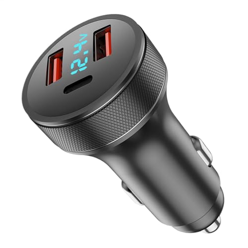 Uoqpty Schnellladendes Autoladegerät, Autoladegerät-Adapter | Hochgeschwindigkeits-Ladedesign-Autoladegerät-Adapter - Autoladegerät mit LED-Digitalanzeige für Mobiltelefone und Tablets von Uoqpty