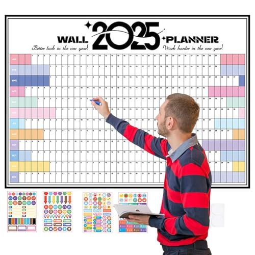 Uoqpty Wandkalender 2025 groß, Jahreswandkalender 2025 - Schuljahreskalender,Heimdekor-Schreibtischzubehör, Heimplaner von Januar 2025 bis Dezember 2025 für Kinder und Erwachsene von Uoqpty