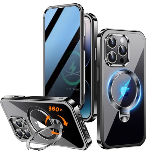 Upholyee [360° drehbarer CD-Ständer & integrierter Sichtschutz, magnetische Hülle für iPhone 14 Pro Max, kompatibel mit MagSafe und Full Signal], mil-gradig, stoßfest, von Upholyee