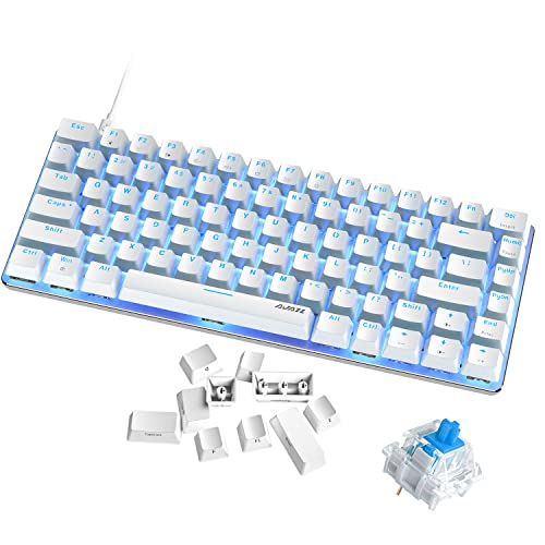 AK33 Ultrakompakte Mini-USB-Gaming-Tastatur, 75 % kabelgebunden, LED-Hintergrundbeleuchtung, zusätzliche seitliche gravierte Tastenkappen für Office/PC/Mac-Gamer, QWERTY-Layout für Schreibkräfte von UrChoiceLtd