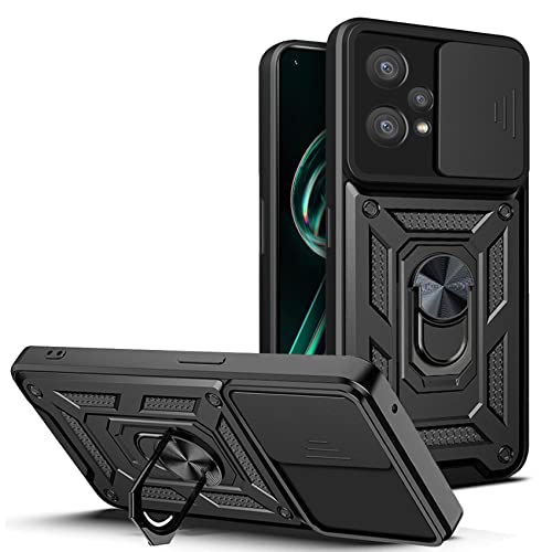 AENOCH Armor Hülle für Realme 9 Pro 5G/Realme 9 5G mit Slide Kameraschutz Cover und Ring Ständer [Handyhülle Kompatibel Mit Auto Magnet] Militärischer Stoßfeste Case, Schwarz von Urarssa