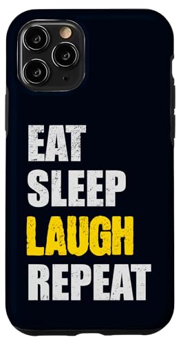 Lustiges Zitat "Eat Sleep Laugh Repeat", minimalistische Grafik Hülle für iPhone 11 Pro von Urban Classic Trends