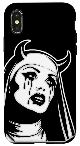 Hülle für iPhone X/XS Evil Nonne Vampir Teufelshörner Gothic Blackwork von Urban Empyre