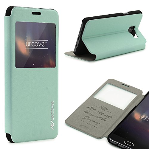 Urcover® View Case Wallet kompatibel mit Samsung Galaxy A3 2016 Handy Schutz-Hülle Türkis | Cover Sicht-Fenster | leichte Schale dünne Tasche von Urcover