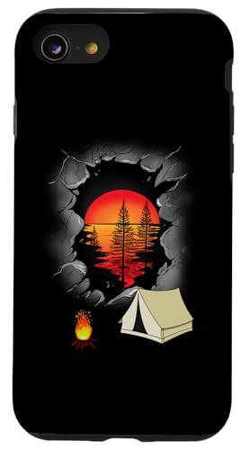 Hülle für iPhone SE (2020) / 7 / 8 Natur Wald Sonnenuntergang Urlaub Ferien Campen Zelt zelten von Urlaub Reise Ferien Camping Natur