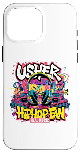 Hülle für iPhone 16 Pro Max Usher Hip-Hop-Kopfhörer mit echten Musik-Vibes von Usher Urban Grooves DJ Breakdance R&B tee