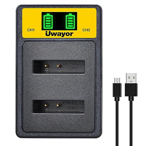 Uwayor EN-EL12 Akkuladegerät Kamera Kit USB AKKU Ladegerät für Nikon AW100 100s AW120 AW120s P300 P310 S31 S70 S610 S620 S630 S640 von Uwayor