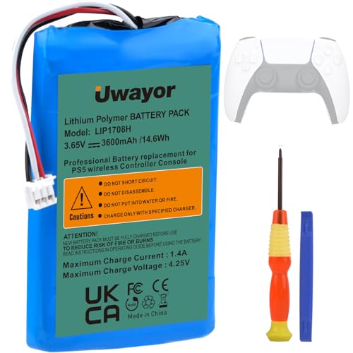 Uwayor PS5 Akku 3600mAh für Playstation 5 Controller 3600mAh PS5 Controller Akku Hohe Kapazität PS5 Controller Battery von Uwayor