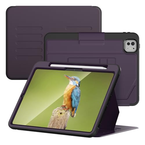 V-MOTA Flache Schutzhülle, kompatibel mit iPad Pro M4 2024 11 Zoll, A2836 Tablet, PU-Leder, ultradünne Passform, automatische Wake-/Sleep-Funktion, mit Stifthalter, Violett von V-MOTA