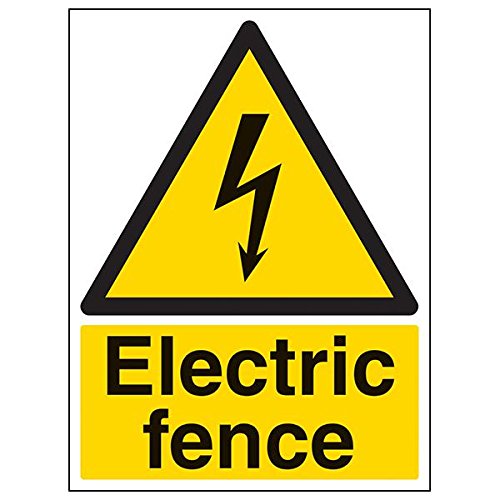 VSafety 68024BC-S Schild "Electric Fence", Hochformat, 300 mm x 400 mm, 3 Stück von VSafety