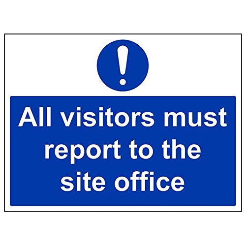 VSafety Schild "All Visitors Must Report To Site", Querformat, 400 x 300 mm, 2 mm starrer Kunststoff VSafety Schild "All Visitors Must Report To Site", Querformat, 400 x 300 mm, 2 mm starrer Kunststoff von VSafety