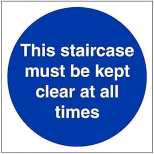 VSafety Staircase Must Be Kept Clear At All Times Schild, quadratisch, 150 mm x 150 mm, selbstklebendes Vinyl, 150 mm x 150 mm von V Safety