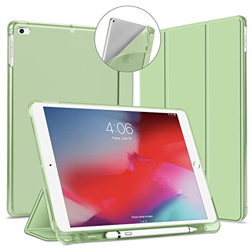 VAGHVEO Hülle für für iPad 2018 2017 9,7, iPad Air 1/2 9,7 Zoll mit Stifthalter, Leicht Schutzhülle [Auto Schlafen/Wecken] mit Weiche TPU Rückseite Abdeckung für iPad 6. / 5. Generation, Hell Grün von VAGHVEO