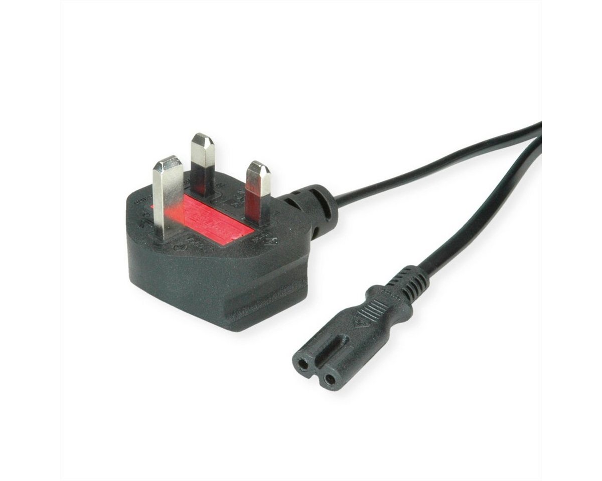 VALUE UK Netzkabel auf Euro-Flachstecker C7, 2pol., schwarz Stromkabel, BS 1363, Typ-G Männlich (Stecker), IEC320 C7, Rasierer, 2,5A Weiblich (Buchse) (195.0 cm) von VALUE