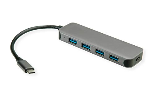 VALUE USB 3.2 Gen 1 Hub, 4fach, Typ C Anschlusskabel, mit 1 PD-Port von VALUE