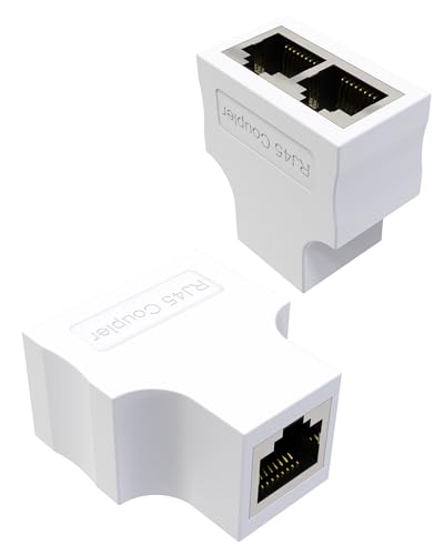 VANDESAIL LAN Splitter 1 Auf 2, RJ45 Splitter LAN Switch 2Port, 2 Pack LAN Splitter & Verteiler Ethernet Splitter Netzwerk Verlängerungen Adapter weiß von VANDESAIL