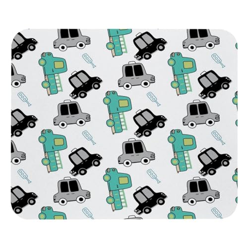 Cartoon Trucks and Cars Mauspad, quadratisches Mauspad für Büro-Laptop, rutschfeste Gummiunterseite, Gaming-Mauspad, 21,1 x 24,9 cm von VAPOKF