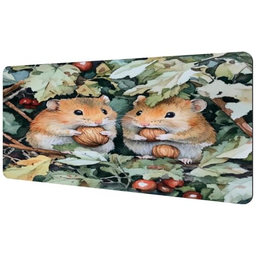 Hamsters on Leave Dschungel-Mauspad, großes Mauspad für Büro, Zuhause, Laptop, rutschfeste Gummiunterseite, Gaming-Mauspad, Tastatur-Schreibtischunterlage, 890 x 400 mm von VAPOKF