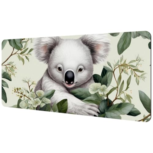Koala Baby-Mauspad, großes Mauspad für Büro, Zuhause, Laptop, rutschfeste Gummiunterseite, Gaming-Mauspad, Tastatur-Schreibtischunterlage, 890 x 400 mm von VAPOKF