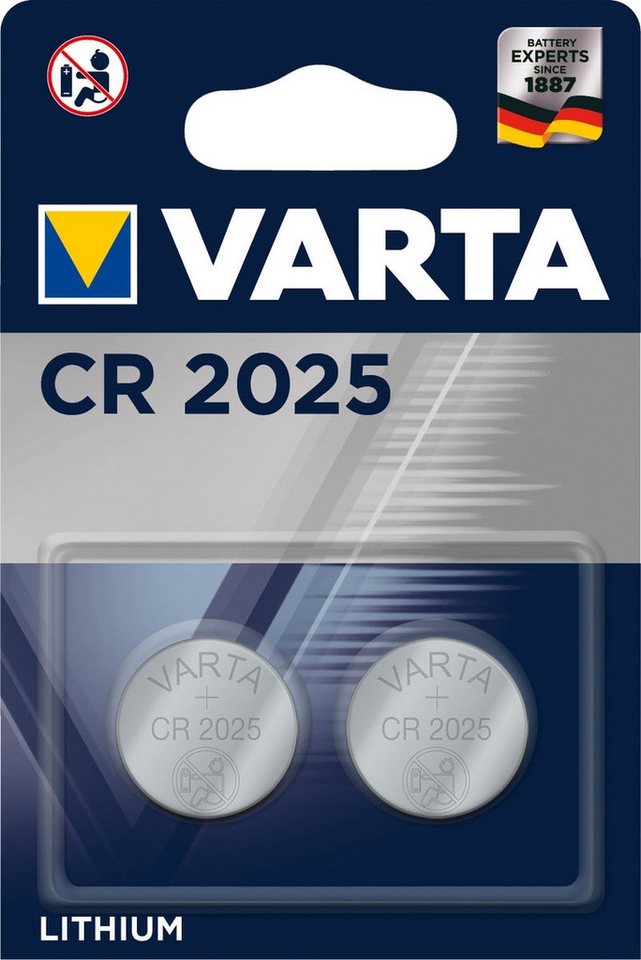 VARTA VARTA Knopfzellenbatterie Electronics CR2025 Lithium 2er-Pack Batterie von VARTA