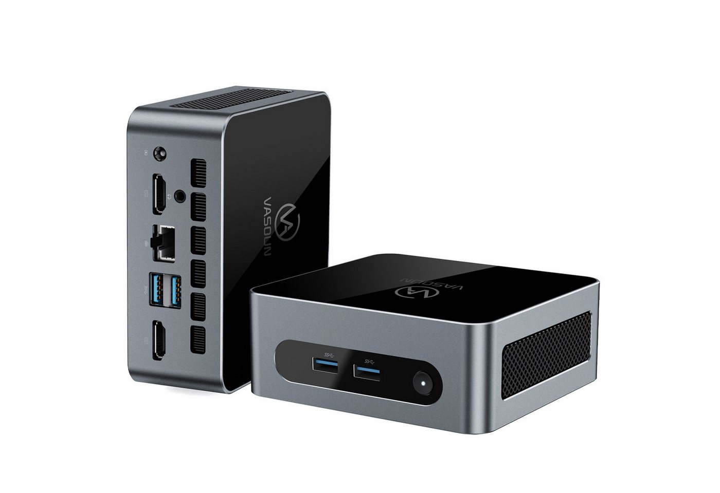 VASOUN Mini-PC mit Intel Alder Lake, 16 GB RAM, 512 GB SSD, WiFi 6, Dual 4K Mini-PC (Intel, Intel HD Graphics, 16 GB RAM, Lüfter und Kühlkörper, Schwarz) von VASOUN