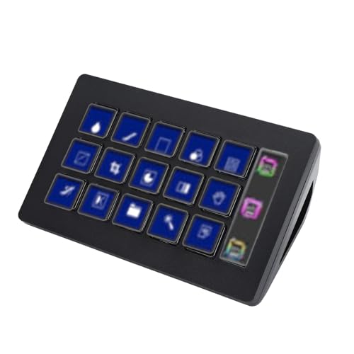 Benutzerdefinierte LCD-Tastatur mit 15 Tasten, Streaming Studio Controller-Tastatur für Elgato 4KCU, für OBS, für Twitch, für YouTube, für Twitter, für Discord, für Spotify von VBESTLIFE