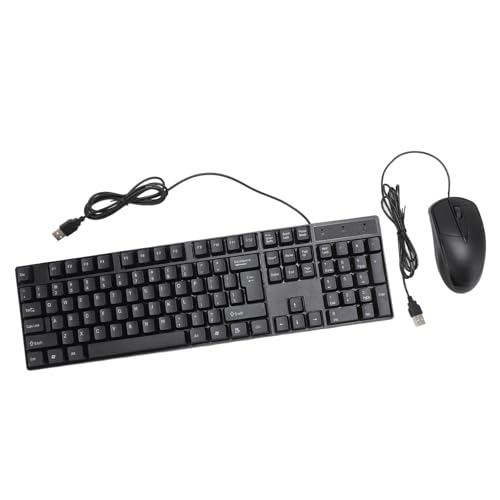 Kabelgebundene USB-Tastatur und -Maus-Kombination, Volle Größe, 104 Tasten, Ergonomische Bürotastatur und Maus, USB-Plug-and-Play, für Desktop, Laptop, für Windows-PC, Schwarz von VBESTLIFE