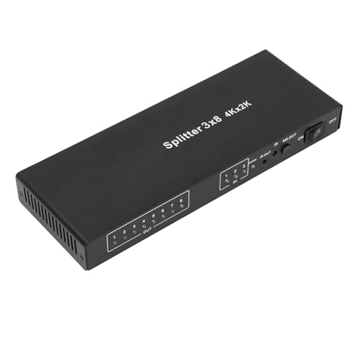 VBESTLIFE 4K 3 in 8 Out HDMI Splitter, HD 8 Port HDMI Splitter mit Fernbedienung, Automatische Umschaltung, für, für, Laptop, PC, Projektor usw. (EU-Stecker) von VBESTLIFE